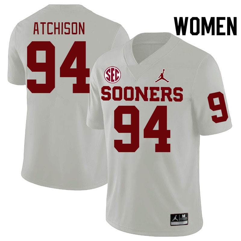 Women #94 Mari Atchison Oklahoma Sooners 2024 SEC Conference College Football Jerseys-White